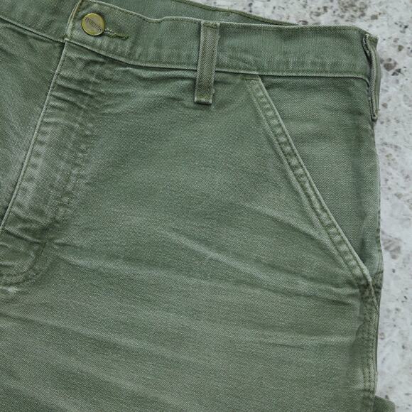 Vintage Y2K CRAZY Faded Green Carhartt Carpenter Shorts B25 MOS 33x8 - Picture 11 of 14